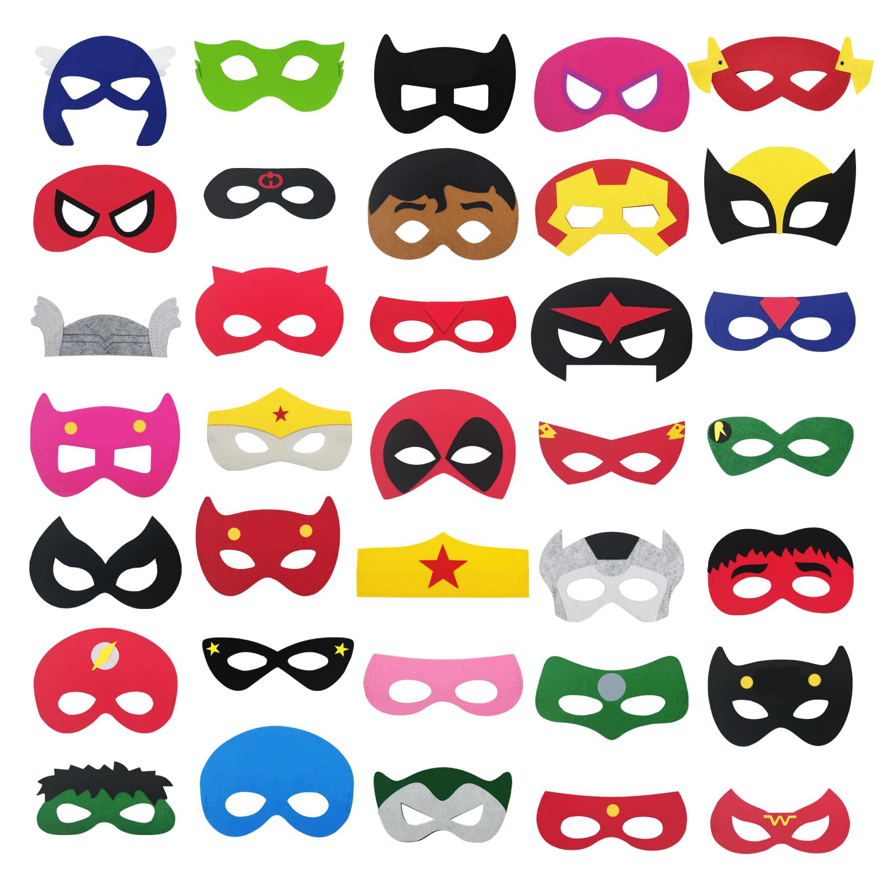 Best Comfortable Halloween Masks Kids Will Actually Wear 5 LURICO 35 piece felt masks for kids — colorful superhero and character eye masks with adjustable elastic bands