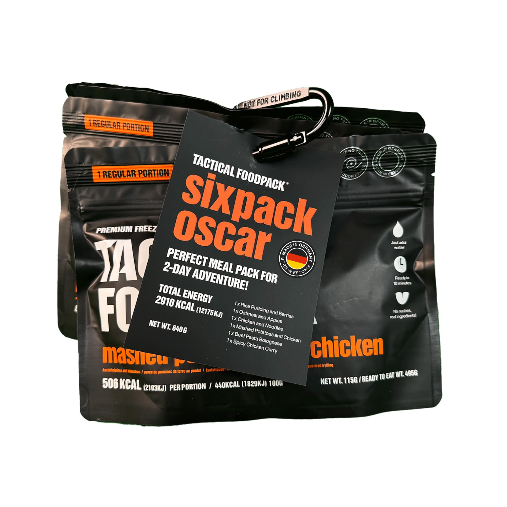 Tactical Foodpack Sixpack Oscar (6 Mahlzeiten) - Gefriergetrocknete Mahlzeiten I zum Verzehr bereit I MRE I Survival I Outdoor Nahrung I Trekking Nahrung I Expedition I Office