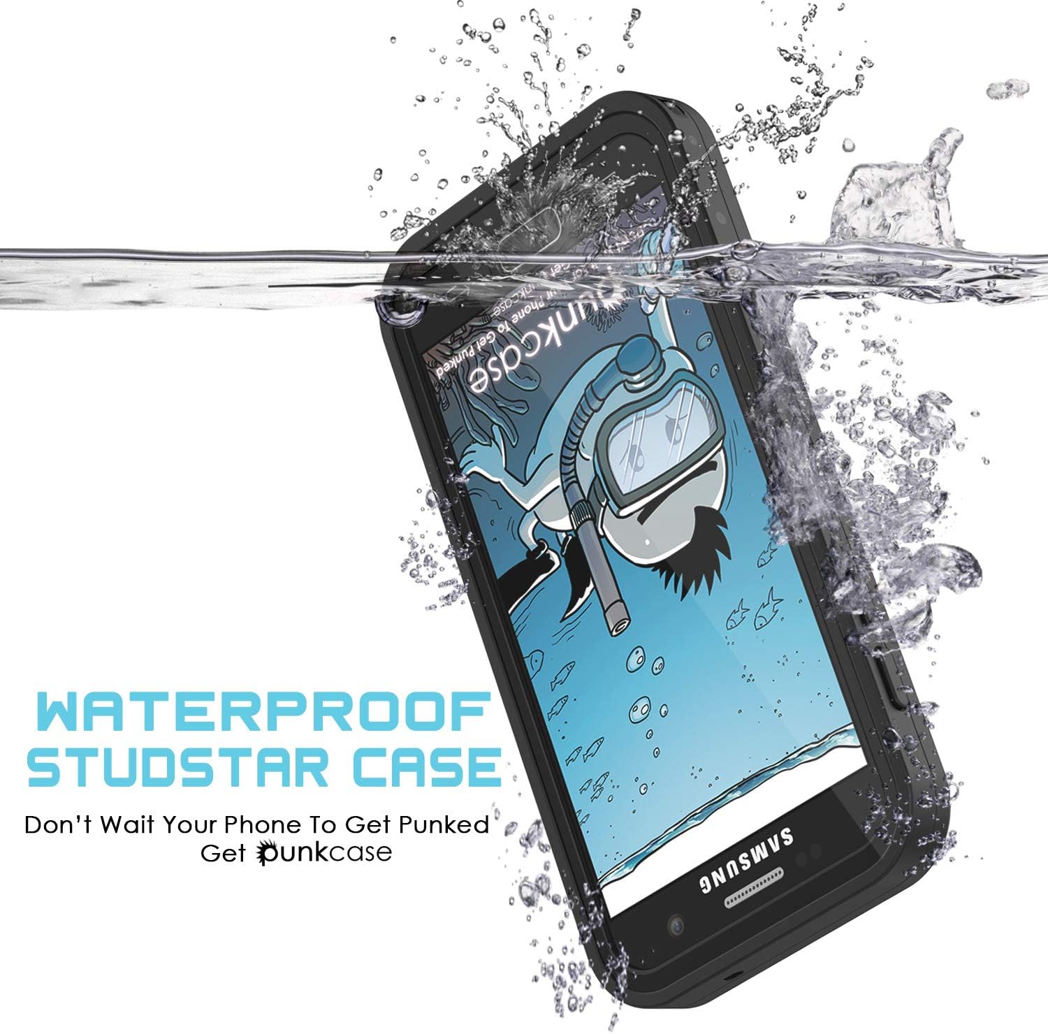 PunkCase S7 Waterproof Case [StudStar Series] [Slim Fit] [IP68 Certified] [Shockproof] [Dirtproof] [Snowproof] Armor Cover Compatible W/Samsung Galaxy S7 [Black]