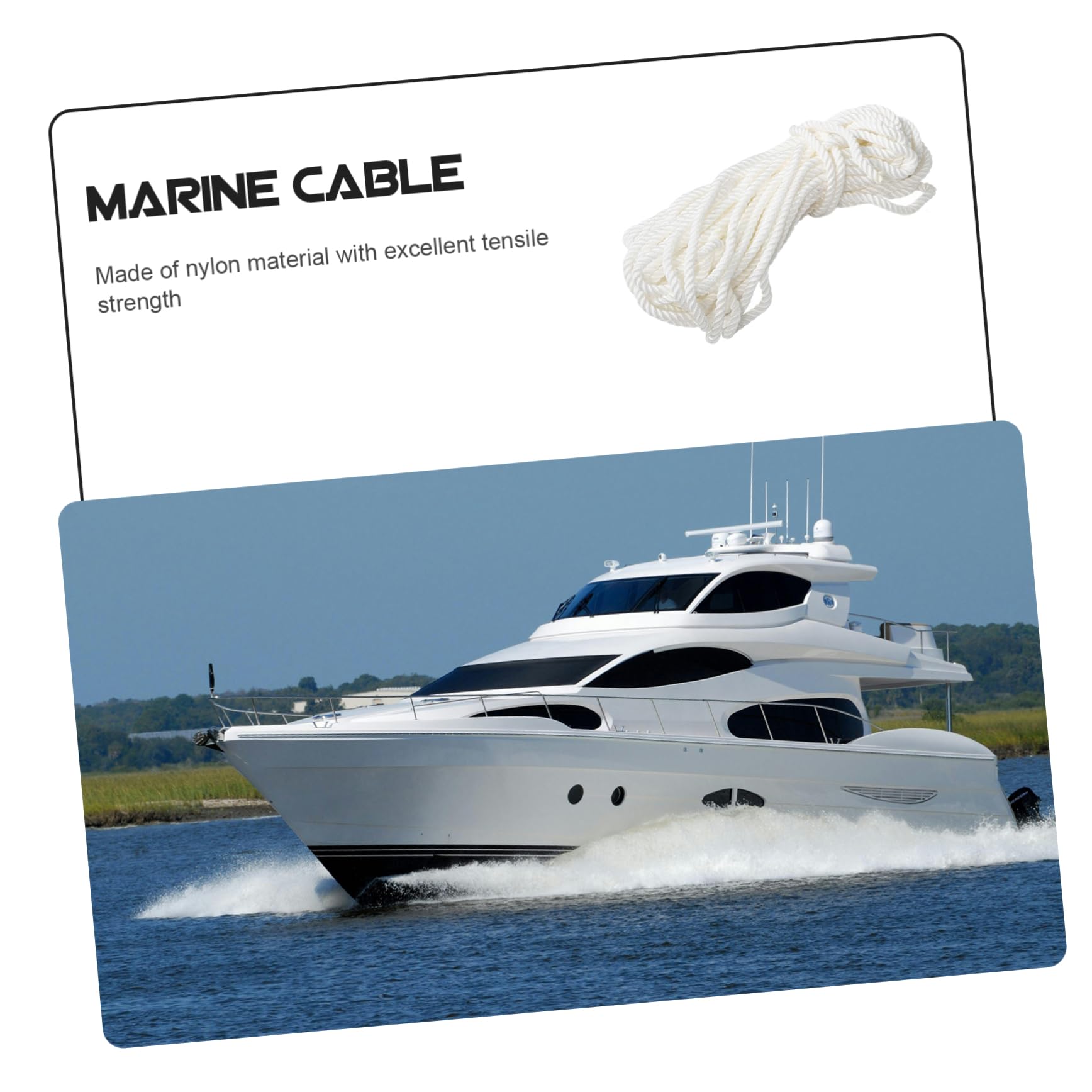 Weiße Nylon Bootsleine 12mm für Ankern und Anlegen
