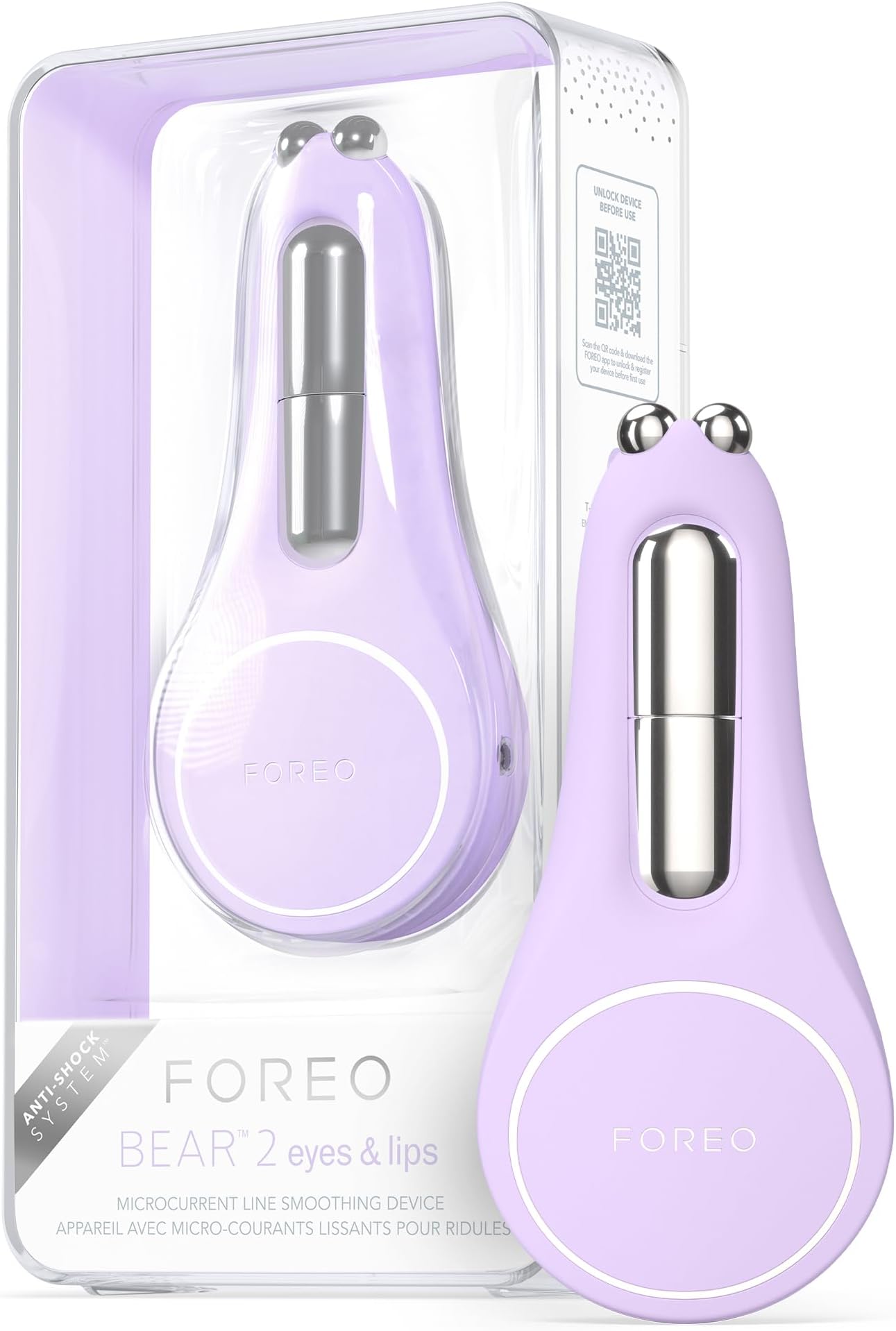 Bear 2 Eyes & Lips, Microcurrent Line Smoothing Instant Face Lift, Eye Care Device, Brow Lift, Dark Crcles Under Eye Treatment & Lip Plumper Device, Firming Beauty Products, Lavender