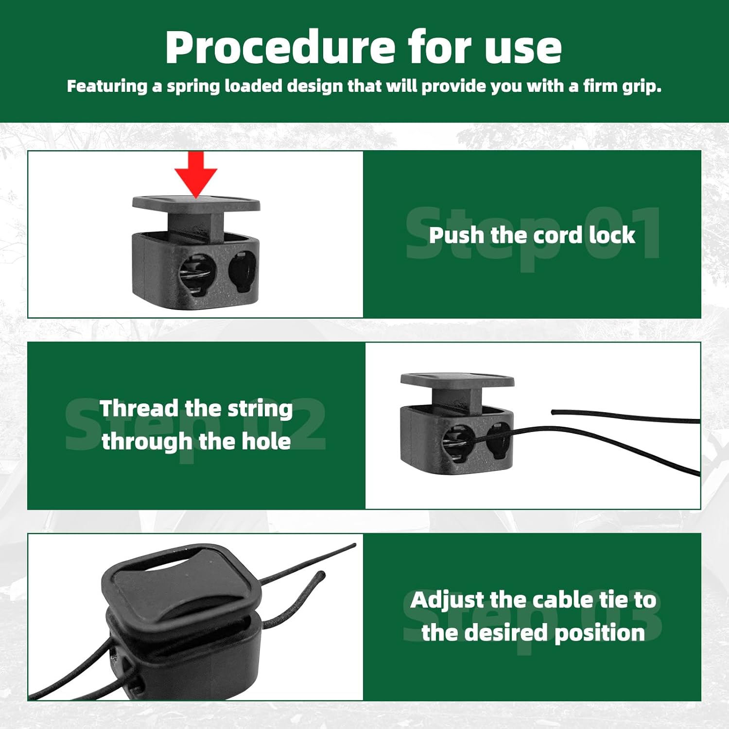 soujkooy 30Pcs Heavy Duty Cord Locks, Double Hole Draw String Clip with Elastic Cord, Plastic Spring Cord Lock Toggles Stopper Fastener for Drawstrings, No Tie Shoelaces, Paracord - Image 7