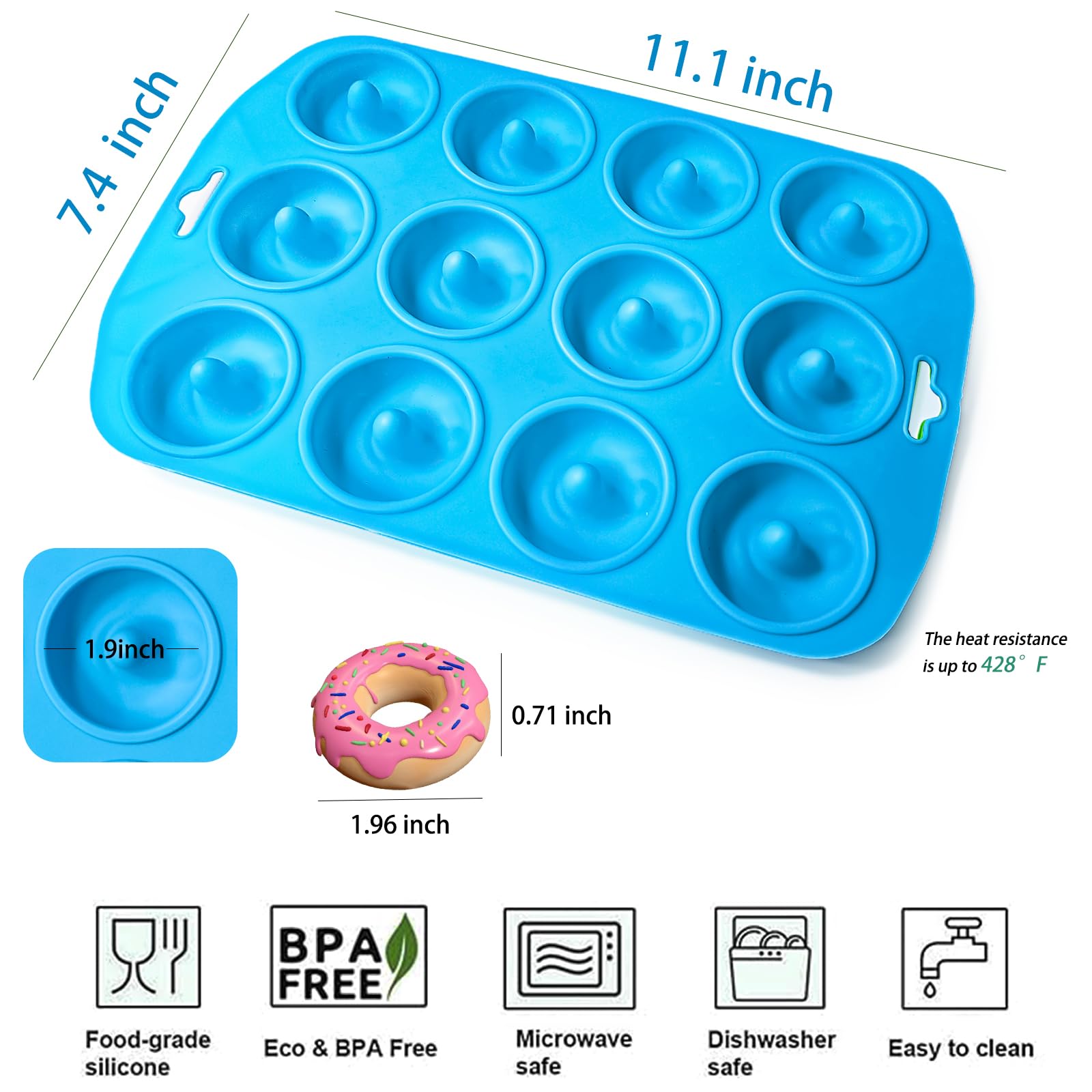 Moldes de silicona para donuts, mini moldes de silicona para hornear donuts sabrosos, bagels, tartas y más