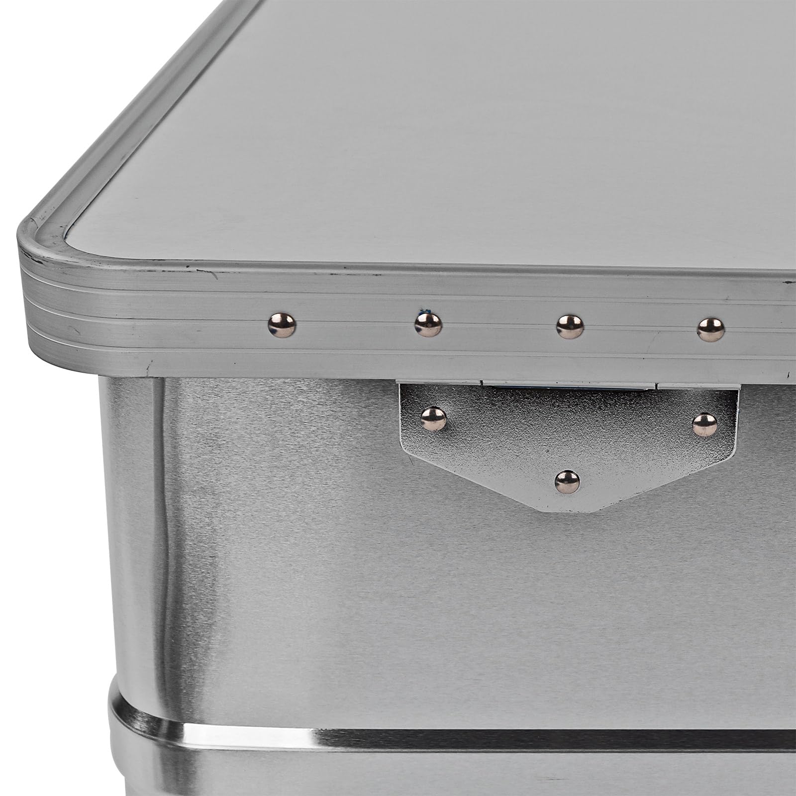 DEMA Alu Werkzeugbox 90 Liter Transportkiste Lagerbox Aluminium Tragegriffe | Aufbewahrungsbox, Alukiste, Storage Box, Camping Kiste, stapelbar, robust, Dichtung, Verschlusshebel, Outdoor