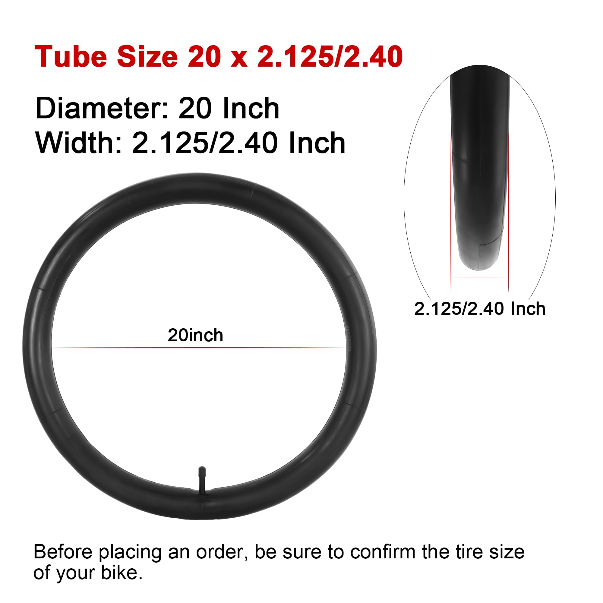 20 Inch Bike Tubes 20 x 2.125/2.40 Heavy Duty Bicycle Inner Tube with 32mm Schrader Valve and Installation Accessories (2 Pack) - Image 2