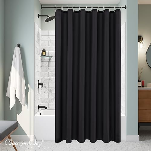 Miniatura 8 de Biscaynebay - Cortinas de ducha de tela de calidad de hotel, resistentes al agua, ojales resistentes a la corrosión, parte inferior con peso lavable
