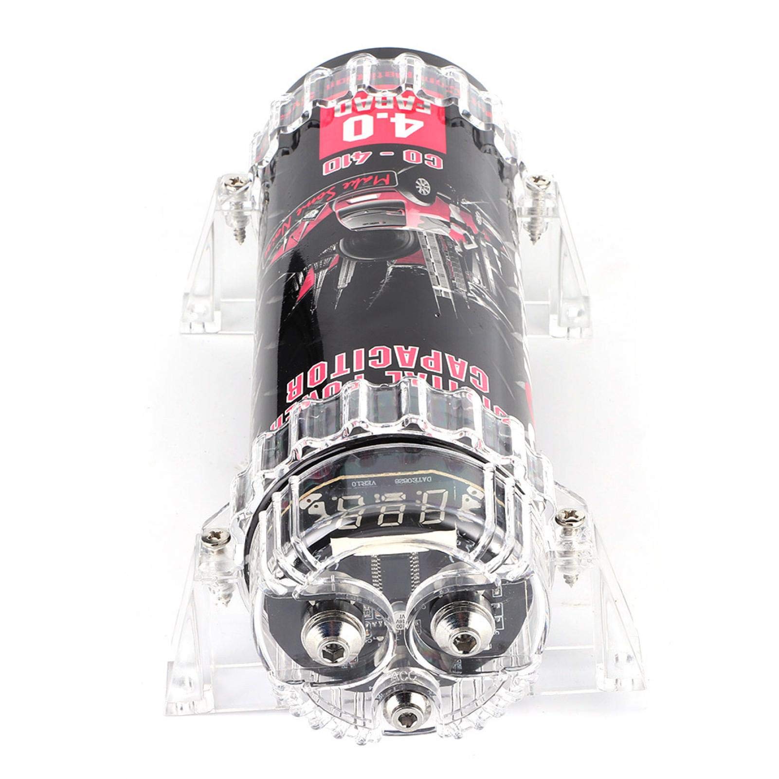 Condensateur Auto Subwoofer, Dioche 4 Condensateur de puissance Led Affichage de la tension Capuchon de puissance Amplificateur Audio de voiture