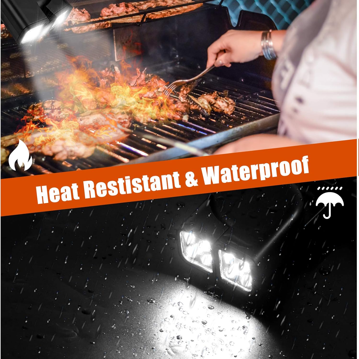 WEYAPE Grill Lights for BBQ Waterproof - Touch Switch & 10 Super-Bright Barbecue Led Lamp Heat Resistant & Flexible Magnetic Grilling Light for Outdoor Cooking : Patio, Lawn & Garden