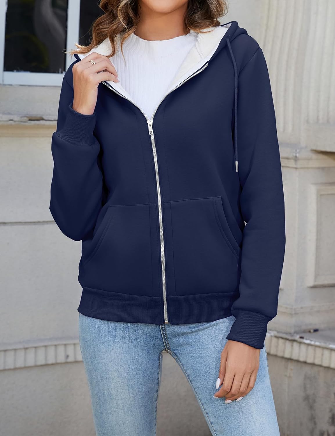 PEHMEA Women's Winter Warm Fleece Jacket Full Zip Sherpa Lined Hoodie Heavyweight Casual Sweatshirt Coat for Women - Image 3