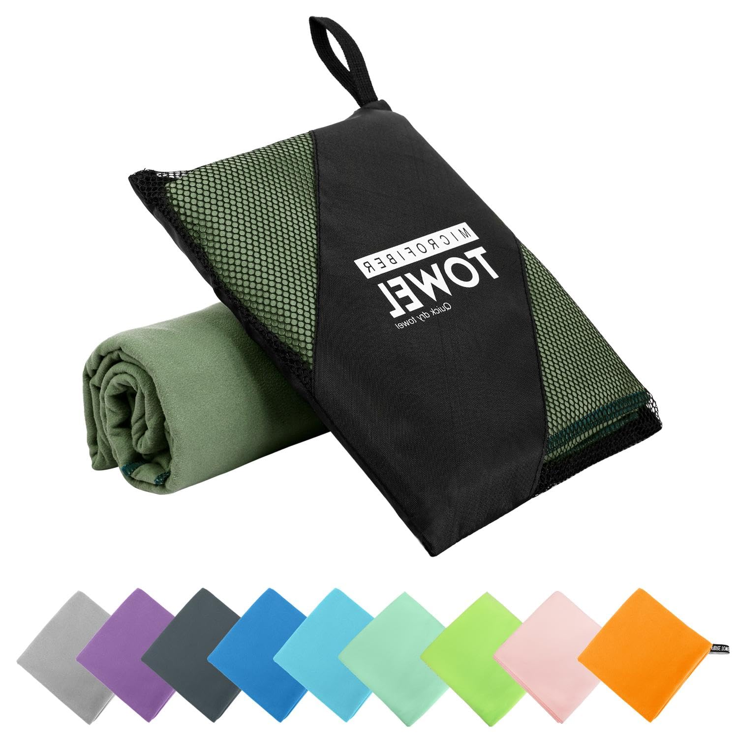 ZIUDBOC Microfiber Travel Towel, Soft Lightweight Quick Dry Towel, Super Absorbent Compact Travel & Sports & Beach Towels for Camping, Backpack, Gym, Swimming, Yoga, Hiking (L:24"×48" -Sage Green)