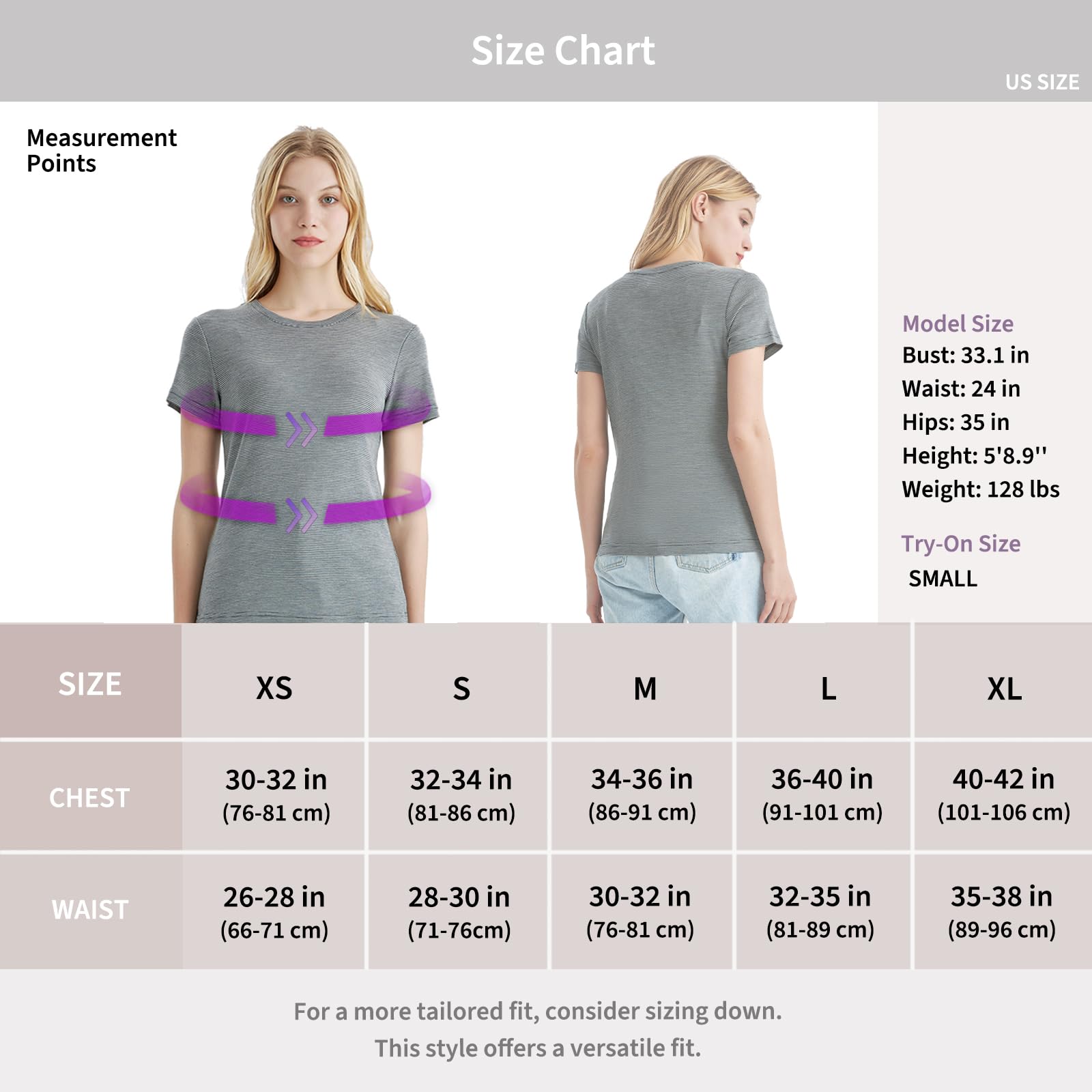 Merino Protect 100% Laine Merinos T-Shirts Femme Col Rond Manches Courtes sous Vetement Résistance Odeur Couche Base pour Voyage Randonnée Tshirt
