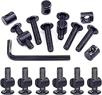 Vista 28 de Swpeet 25 tornillos de cabeza hexagonal M6 de 3.150 in, color negro, para cuna, cuna y tuercas de barril con 1 llave Allen, perfecta para muebles