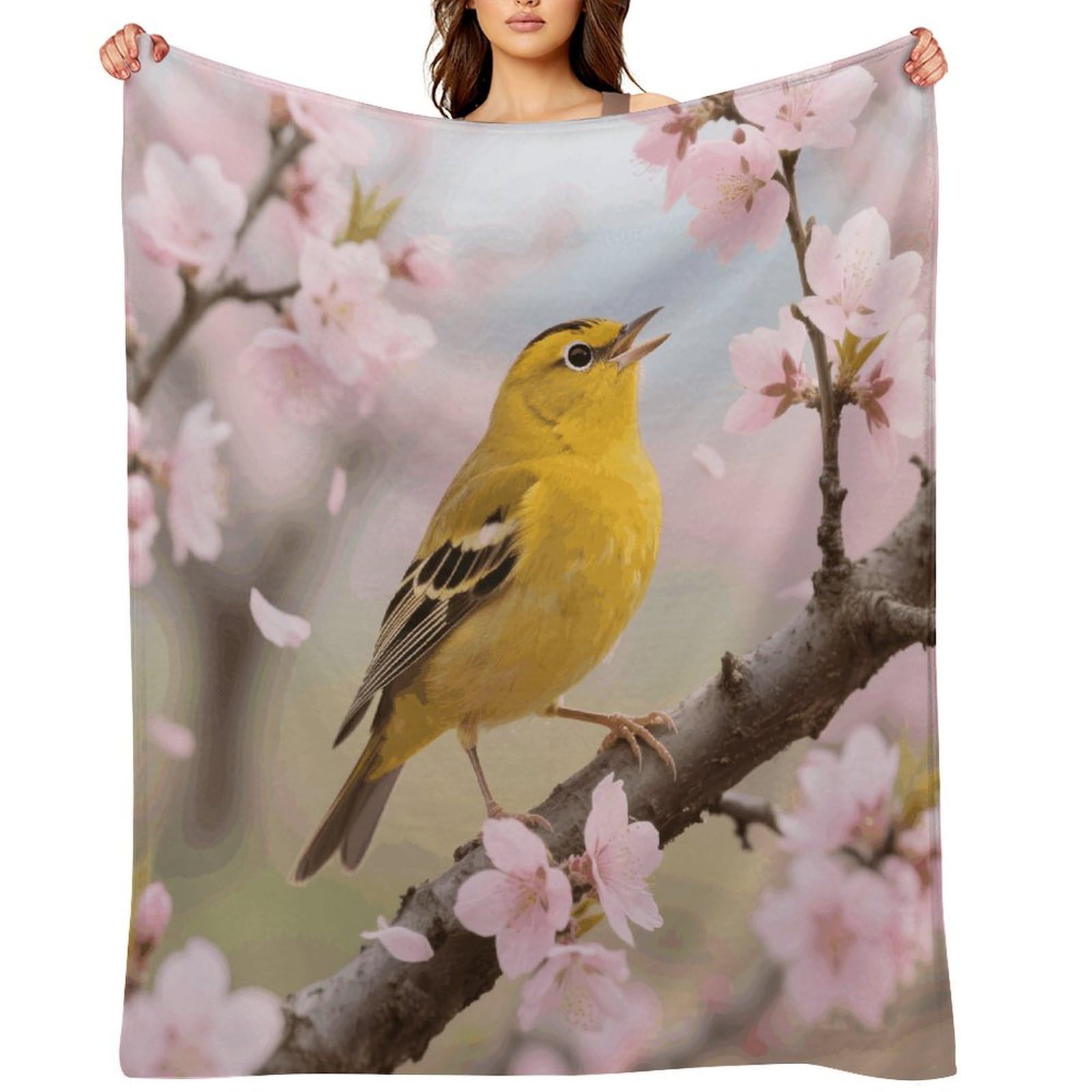 Rustic Birds Blankets Exquisite Luxury Flannel Throw Blanket Anti-Fading Thick Blanket for Sofa&Bed Blankets Ultra-Soft Bath Towels for Adult 60"x80"