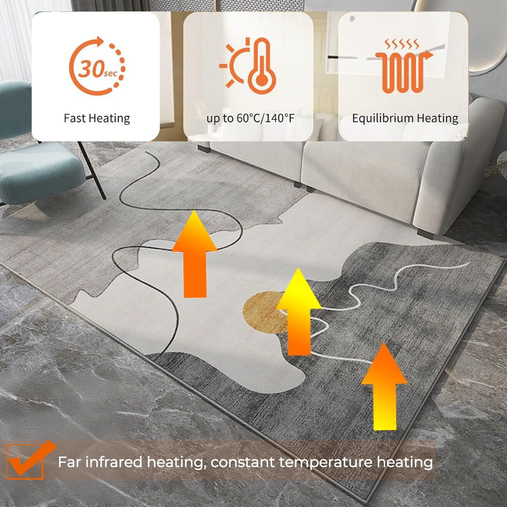 Alfombra eléctrica de grafeno, Calefactor de área de Cachemira, Manta calefactora con Temperatura y Temporizador Ajustables, se calienta rápidamente para el hogar y la Oficina.,75×41in