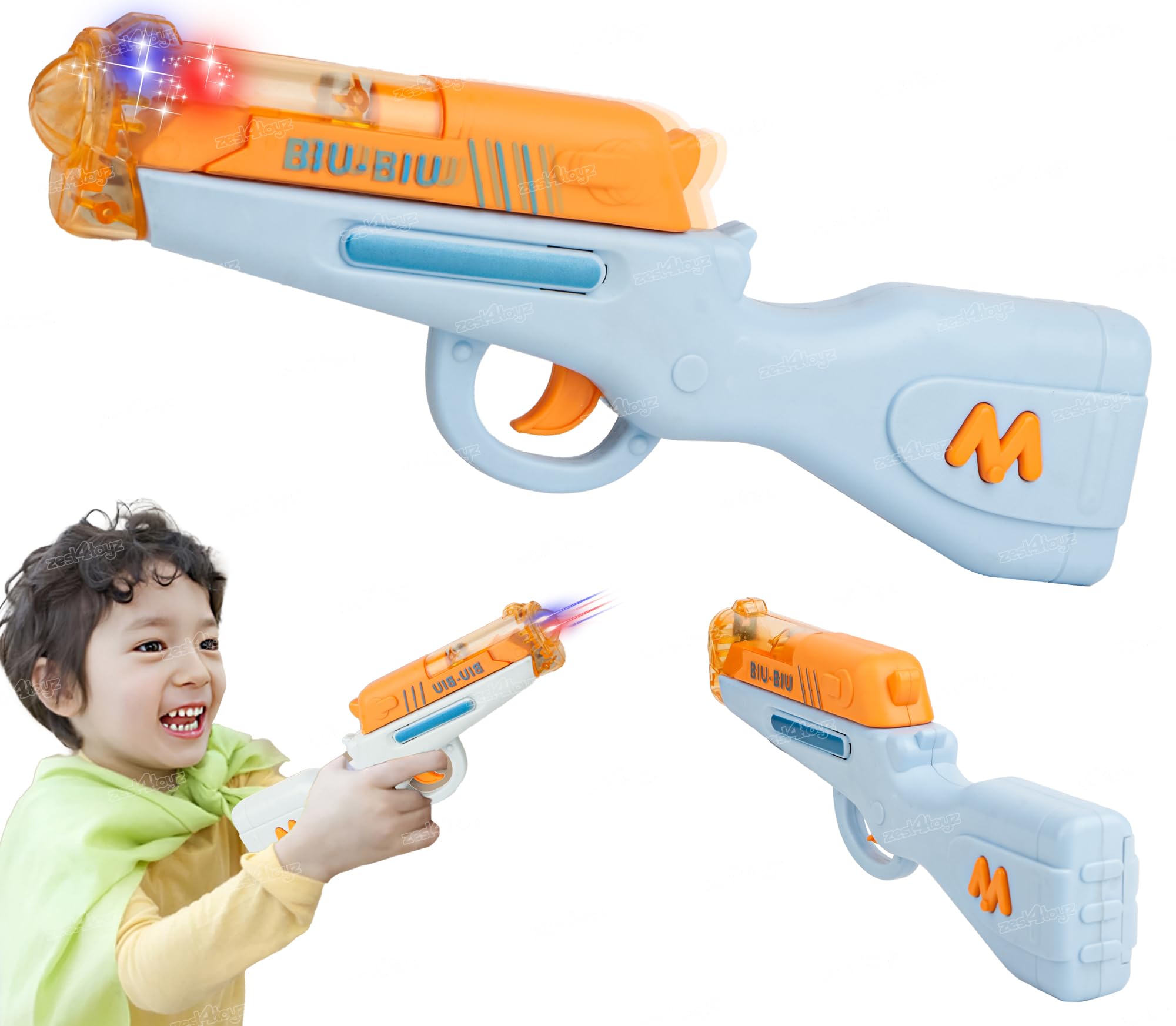Zest 4 Toyz Electric Toy Gun for Kids with Dazzling Lights and Sound Effects Fun Exciting Musical Play Toy Gun for Boys and Girls - Multi Color