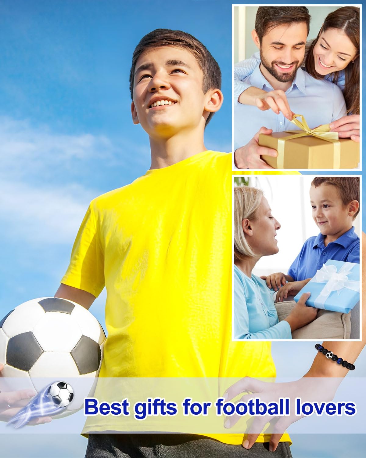 Pulsera de Fútbol para Niños 10-12 Años Regalo de Cumpleaños