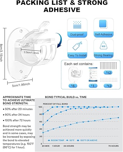 Miniatura 4 de 6 soportes para barra de cortina sin taladro, barras de cortina autoadhesivas, sin perforación, soportes para barra de cortina sin necesidad de