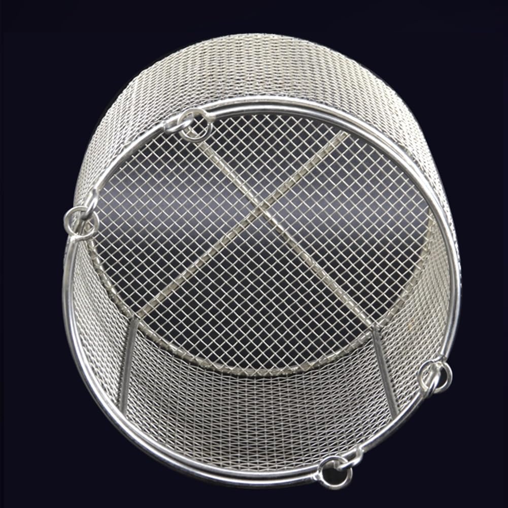 Cestino per sterilizzazione strumenti, vassoio perforato in acciaio inox 304 per lavaggio ad alta temperatura, design portatile, 40 x 40 cm, diametro maglia 4 mm