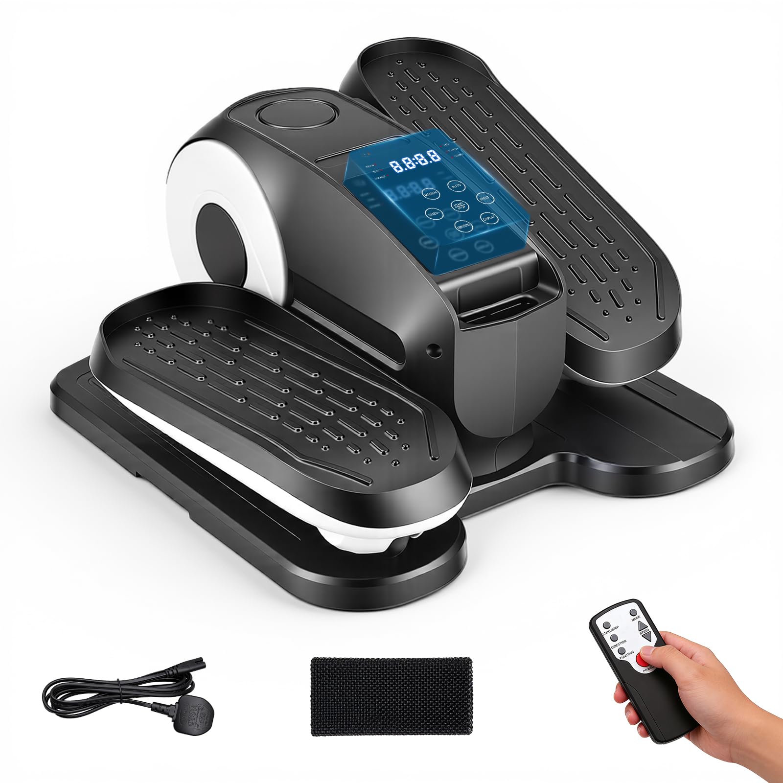 Yamvisa Under Desk Elliptical Machine, Quiet Motorized Leg Exerciser, 3 Modes, 12 Speeds & 10 Resistance Levels, Remote & Touch Screen Control, Bidirectional Motion, for Home Office