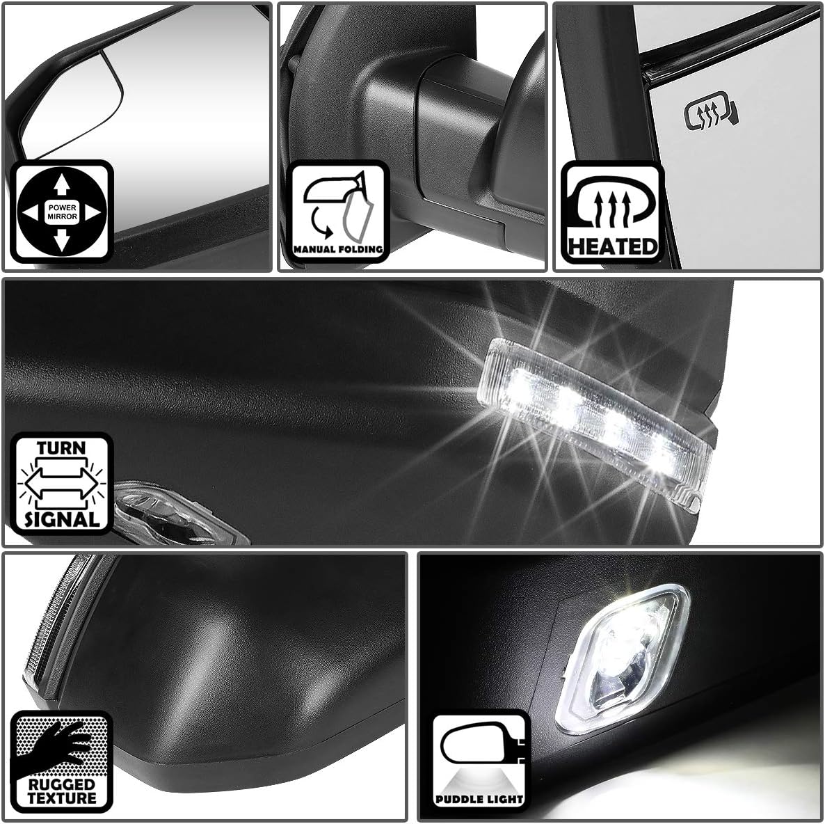 DNA Motoring TWM-058-OE-T888-BK-CL-L Powered+Heated+LED Signal Puddle Light Factory Style Side Mirror Left Compatible With 15-18 F-150 with 22-Pin Plug : Everything Else