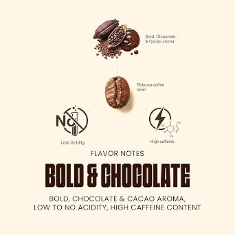 Blu Ore Black Obsidian Robusta Coffee Beans Single Origin Vietnamese Whole Bean Coffee, Bold Strong Espresso Beans with Chocolate & Cacao Notes, High Caffeine, Medium Dark Roast