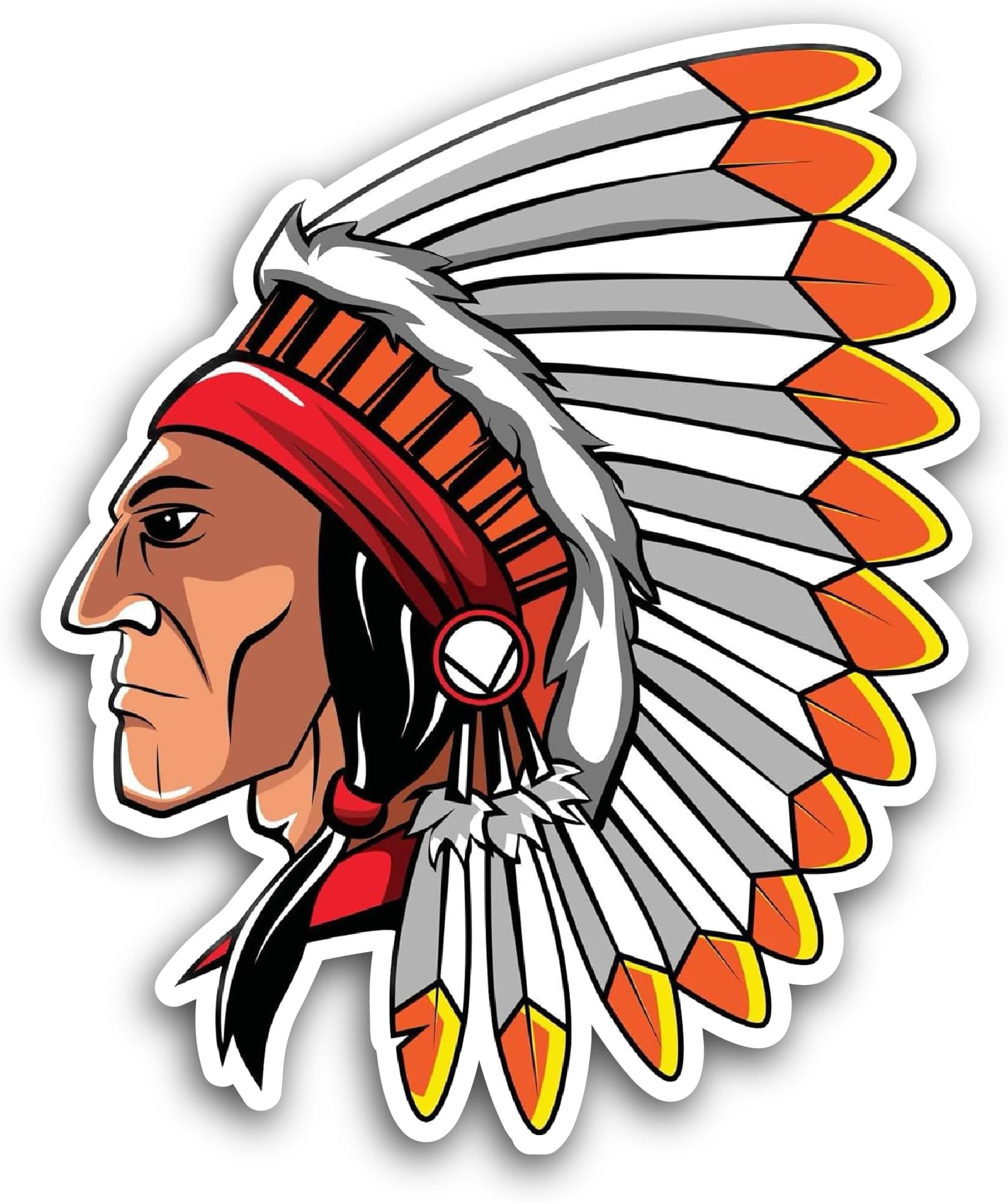 2 (Pieces) 3" and 5" Red Indian Sticker, Waterproof Vinyl Decals for Many Purpose Like Cars, Trucks, Laptops, Phones, Windows and More