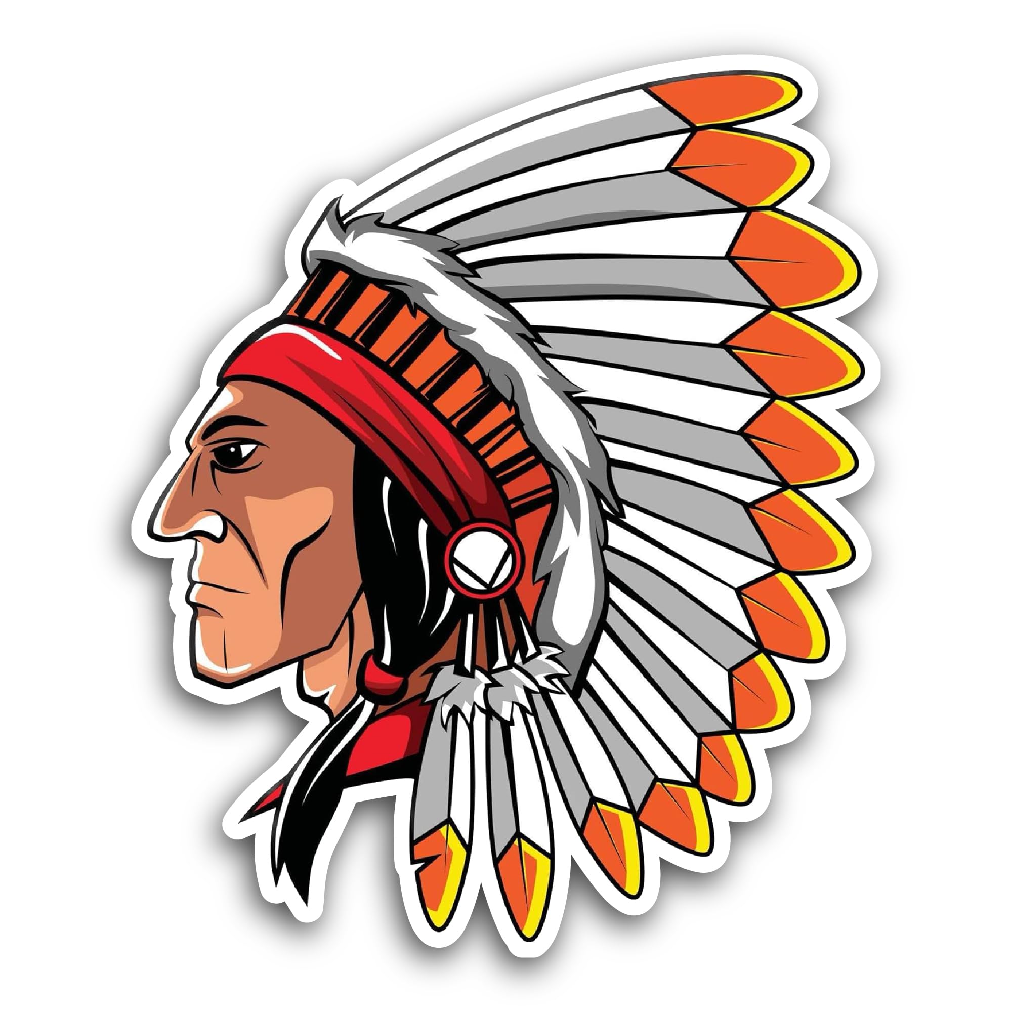 2 (Pieces) 3" and 5" Red Indian Sticker, Waterproof Vinyl Decals for Many Purpose Like Cars, Trucks, Laptops, Phones, Windows and More