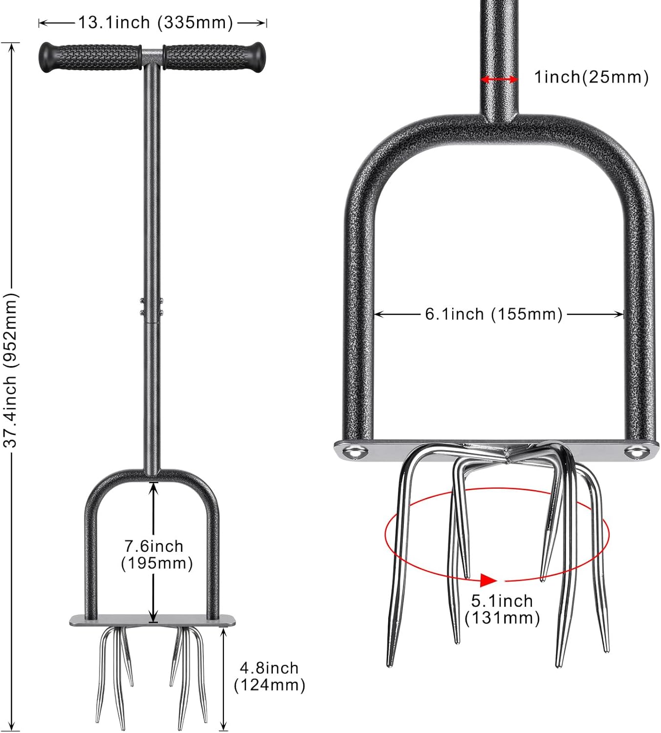 Dolibest Lawn Care Bundle, Dual Pedal Sod Plugger & Turf Cutter with Sharp Serrations and Non-Slip Grip, Plus Manual Twist Tiller with 6 Curved Claws for Efficient Soil Aeration