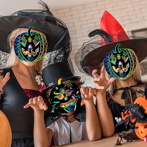 Miniatura 4 de AMINORD Manualidades de Halloween para niños, paquete de 24 máscaras mágicas de arco iris para rascar, decoraciones de calabaza para niños de 3 a 5,
