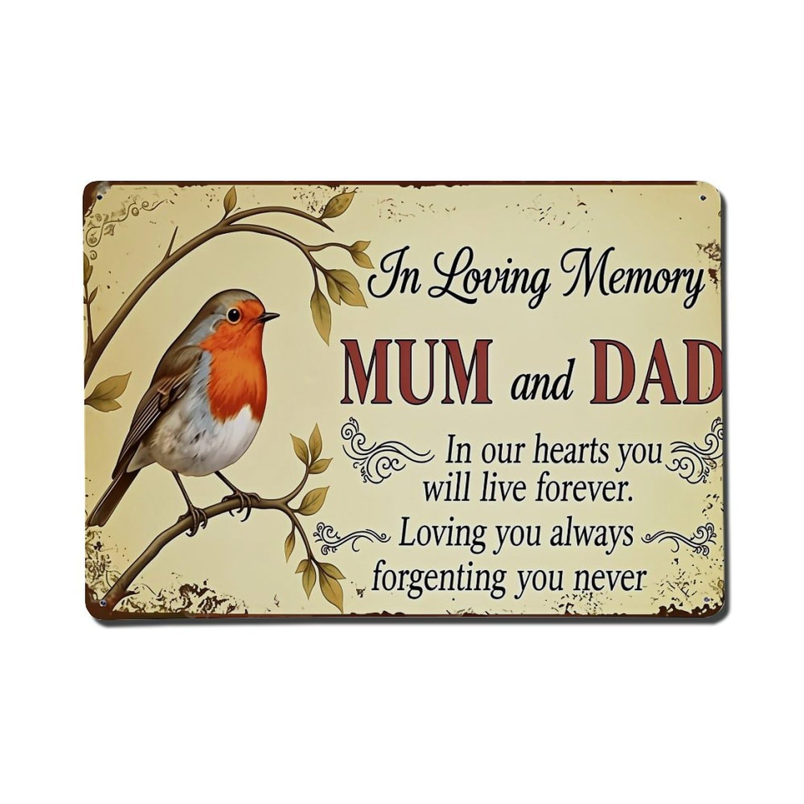 Nestemfo Vintage In Loving Memory Mum Dad Tin Sign Metal Sign, Living Room,Bar, Home, Bedroom Wall Decor,Retro Metal Poster 8X12 Inches