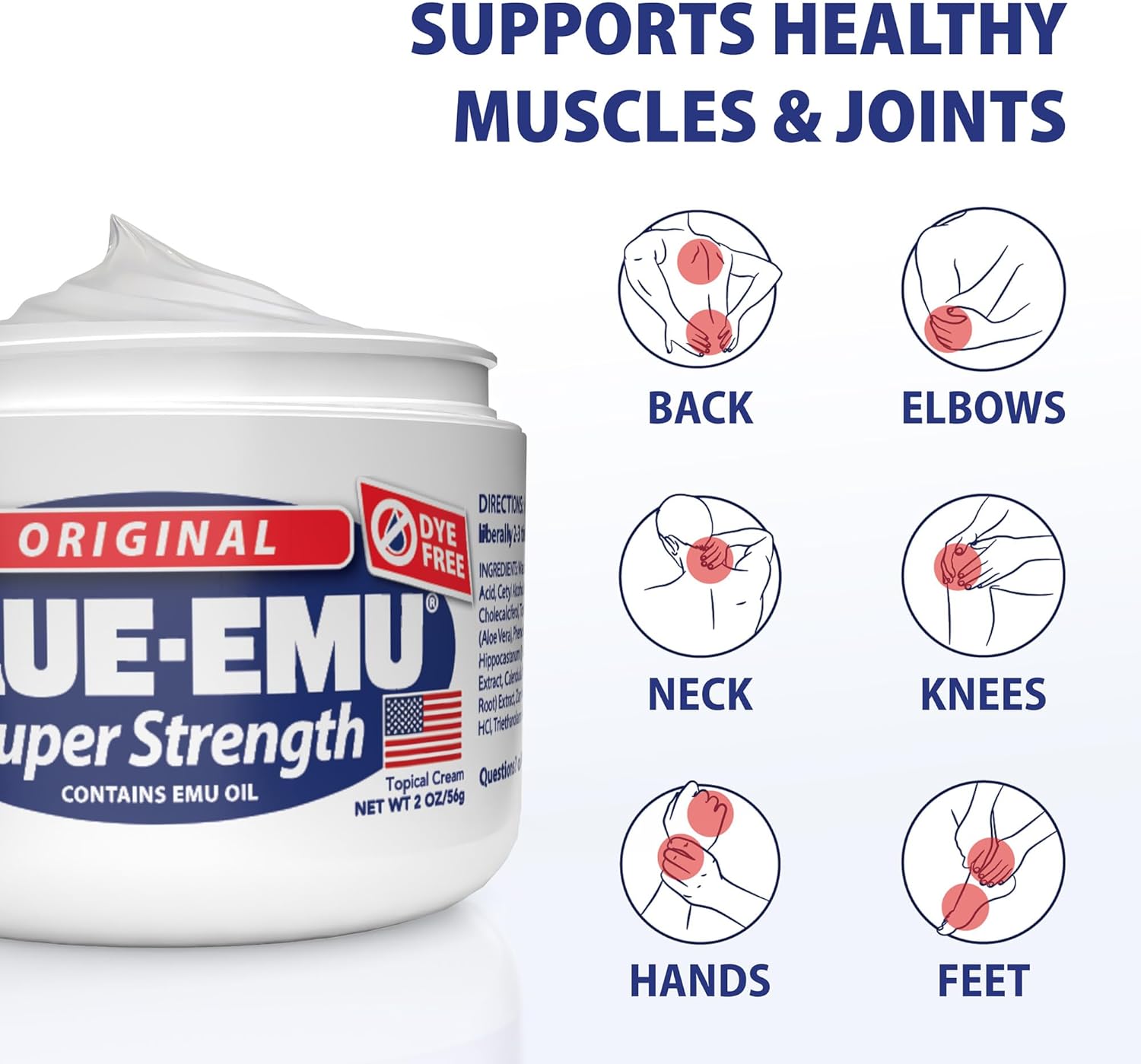 BLUE-EMU Original Super Strength Cream, Dye Free, Soothing Muscle & Joint Support, 2 Oz - Image 3