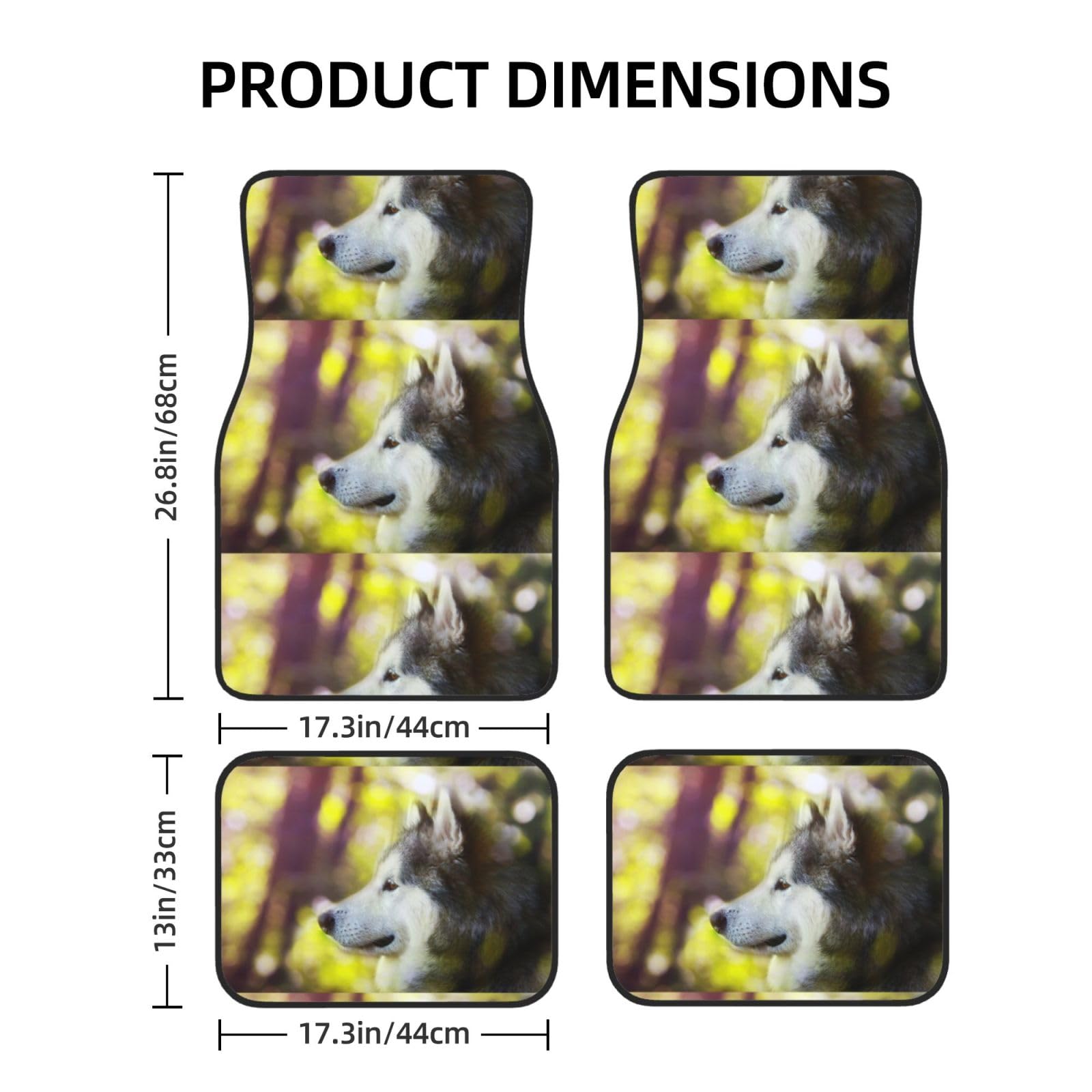 Alaskan Malamute Bokeh Haustiere Hunde Niedlich, 4er-Set Auto-Fußmatten, Neopren-Fußmatten für Fahrzeuge, rutschfeste Auto-Fußmatten, Autozubehör