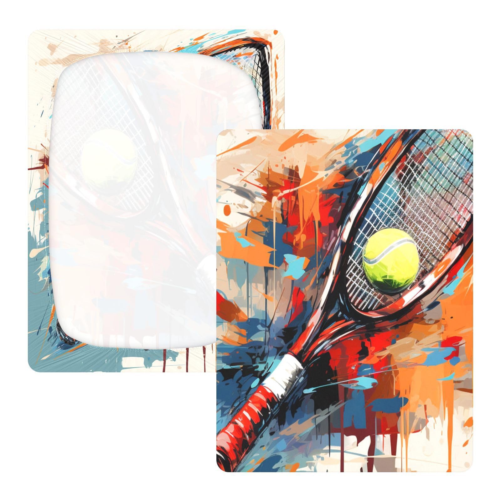 Tenis Azul Colorido Pintura Sábana de Cuna para Niños Pequeños,Sábanas de Algodón Suave para Bebés Aptas para Colchón Corralito