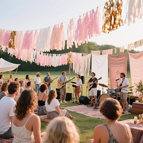 Miniatura 37 de Guirnalda de borlas brillantes de papel de seda, decoración de mesa, borlas para decoración de fiesta, suministros para bodas, cumpleaños, Negro