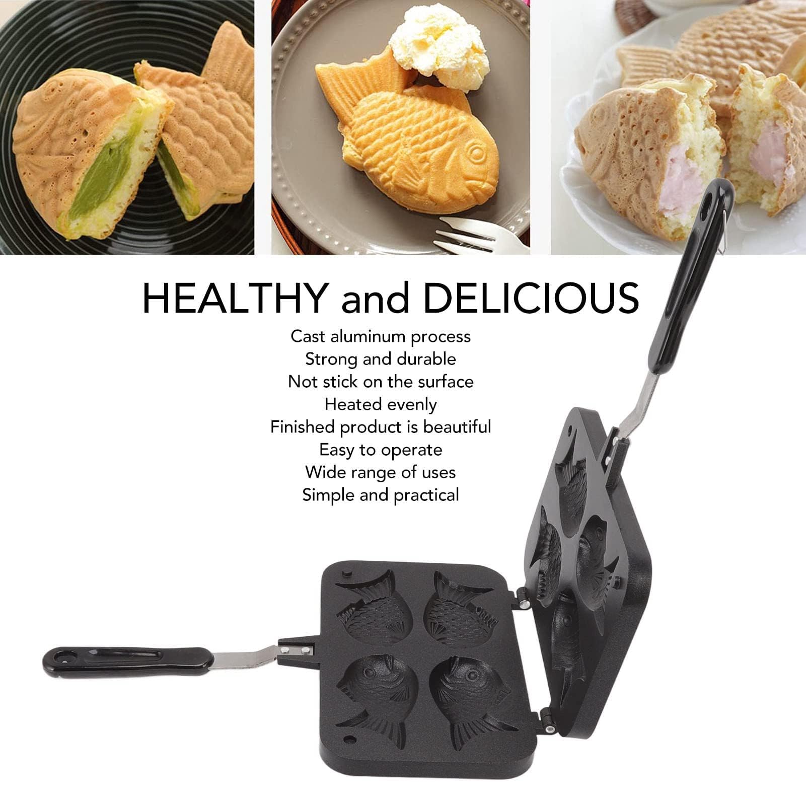 Taiyaki Pan, Tortiera a Forma di Pesce Waffle Cake Make Pan Pancake Maker Antiaderente Doppia Teglia Waffle Stampo per Cottura Piastra per Domestica Fai da Te