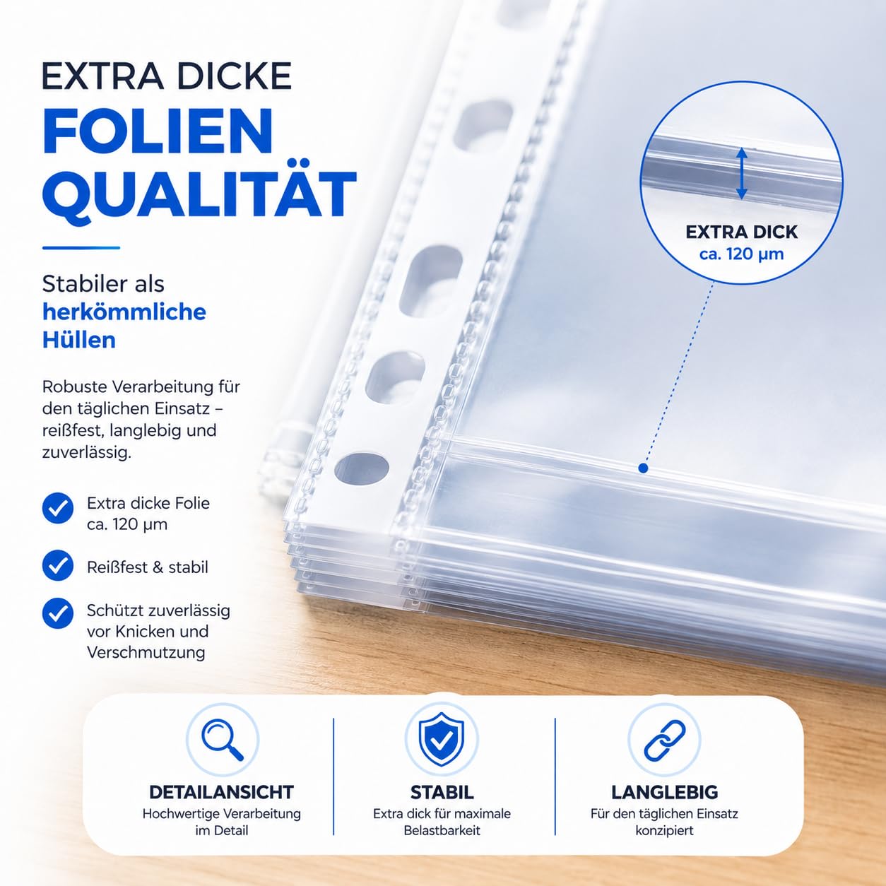 Buste Trasparenti A4 Forate Extra Spesse Portalistini in Plastica Cristallo con Fori Standard per Documenti e Archiviazione