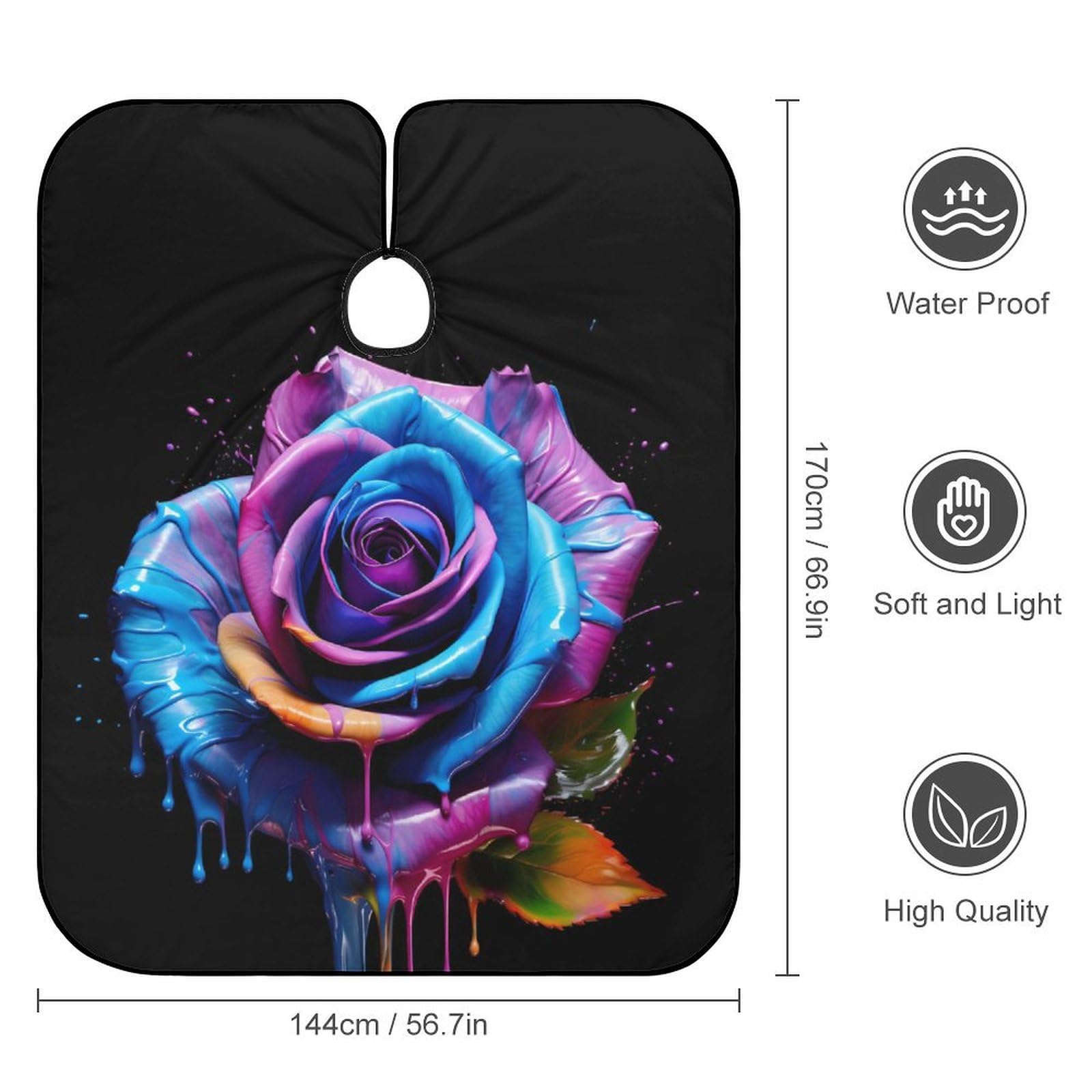 Colorful Rose Hair Cutting Cape for Men Women Waterproof Barber Cape Adjustable Salon Haircut Capes