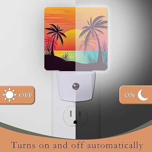 Miniatura 3 de Luz nocturna, palmera con luces nocturnas de puesta de sol en la playa, enchufables a la pared para dormitorio de niños y niñas, luz nocturna