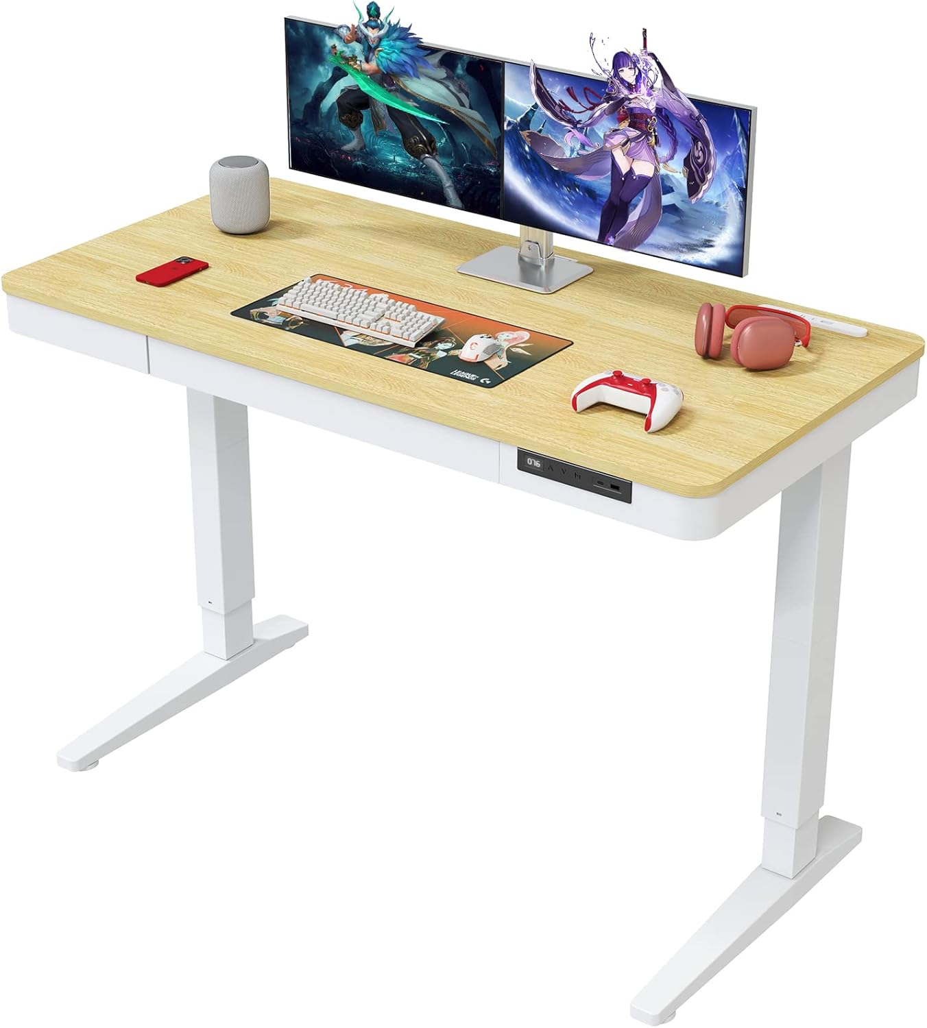 Amazon.co.jp LST LIFE 昇降式デスク 電動 2モーター (静音/速い/安定昇降) USB 引き出し 電動昇降デスク