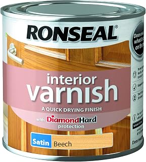 Ronseal RSLIVSBE250 250ml Quick Dry Satin Interior Varnish - Beech