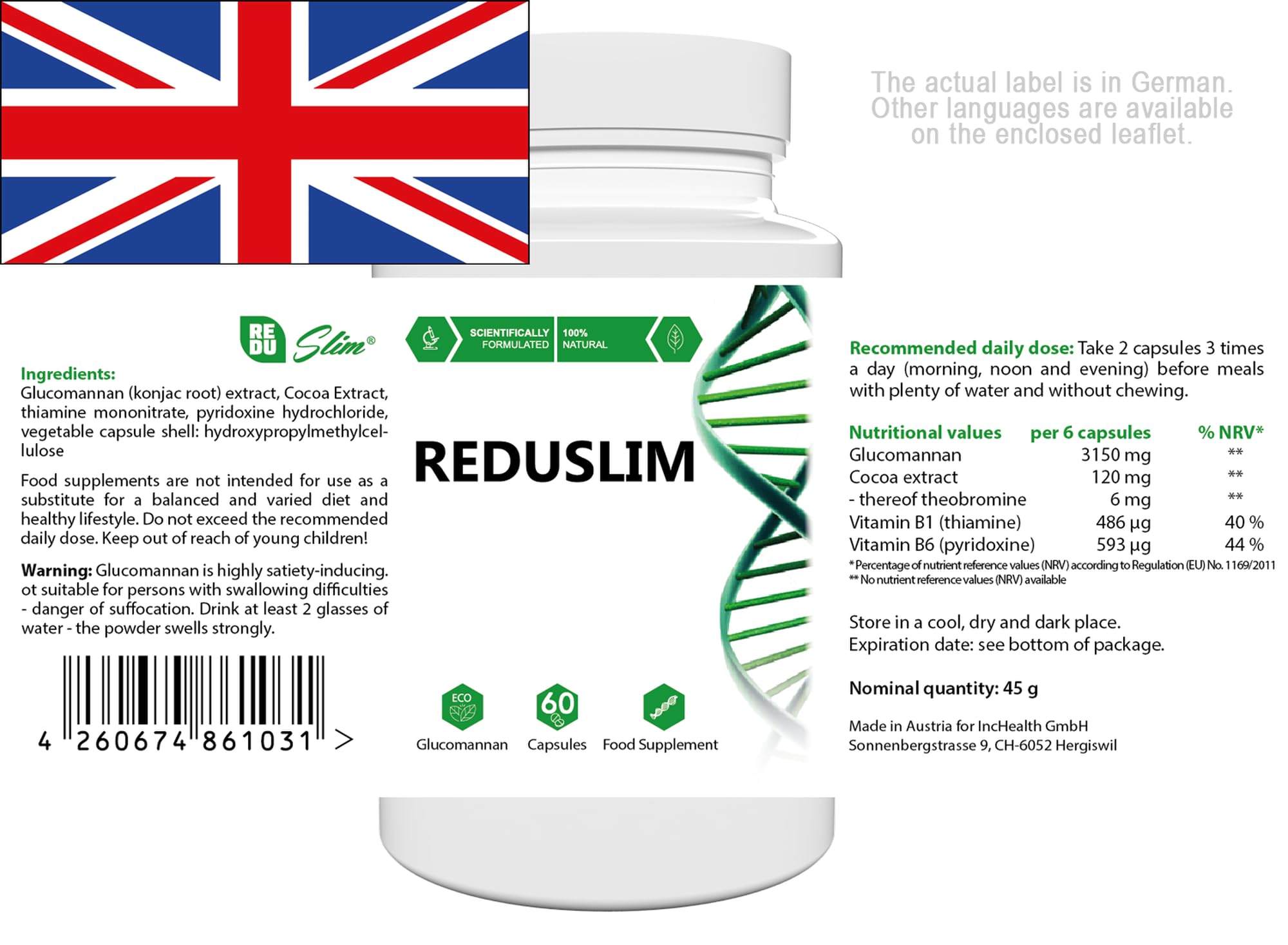 Reduslim - 120 Capsule (2x 60 Capsule), Confezione da 2