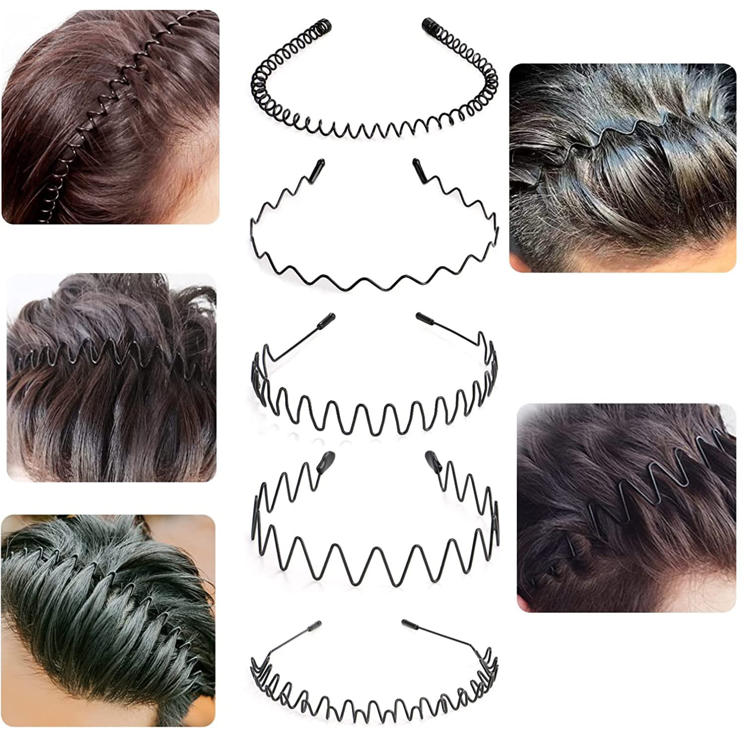 Fasce per capelli sportive per uomo e donna - Fascia per capelli sportiva traspirante antiscivolo, adatta per sport, allenamento, cross training, tennis, yoga, danza, ciclismo (3 pezzi