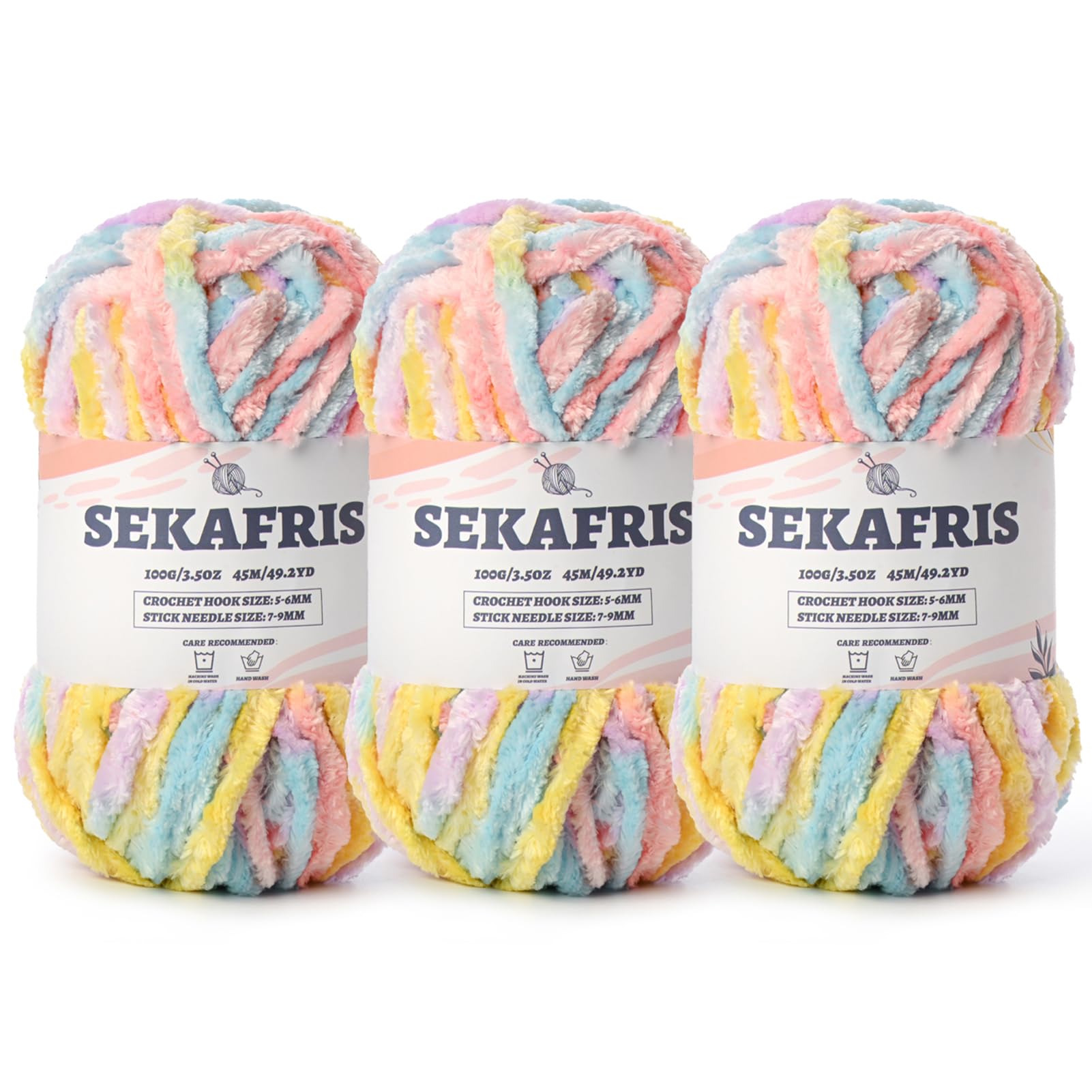 Chenille Velvet Soft Yarn Macaron 3 Pack