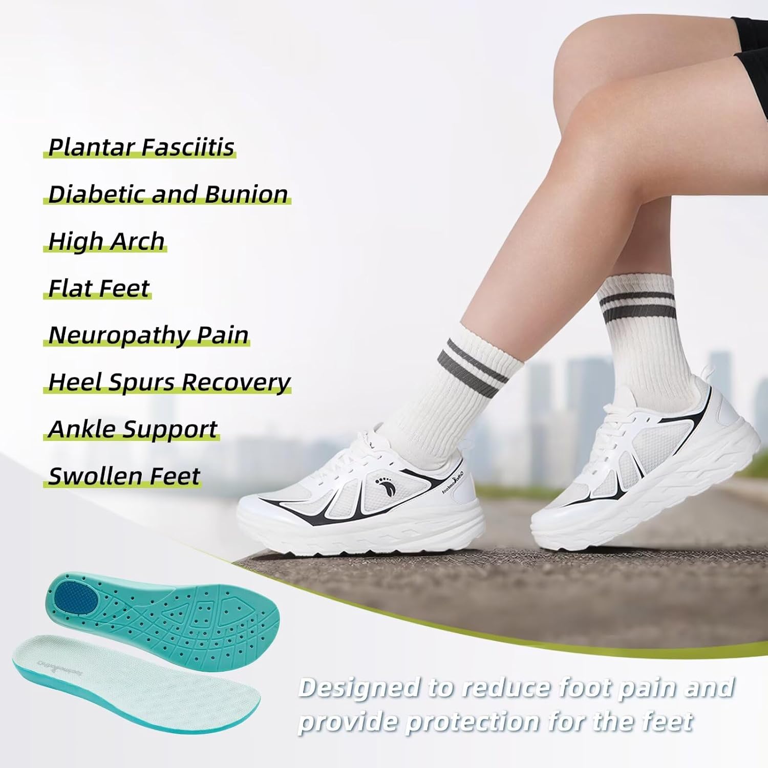 OrthoComfoot Upgraded Women's Orthopedic Shoes: Enhanced Upper & Premium Arch Support for Diabetic/Flat Feet - White 8 - Image 4