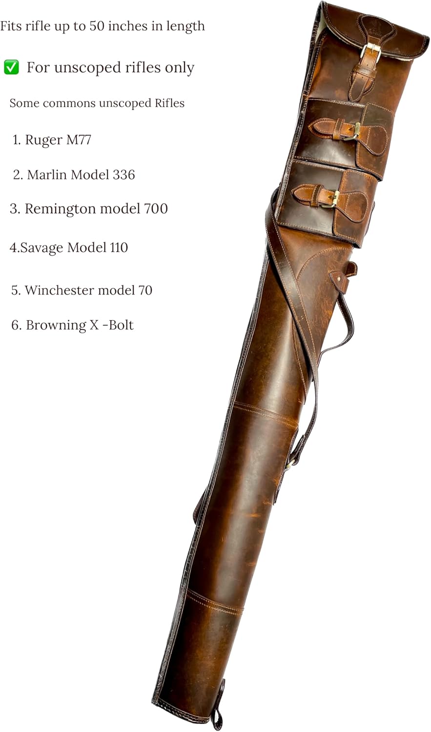 Cowhide Leather Holster Rifle Bag Unscoped Gun Cases Scabbard Rifle Sling Handmade Shotgun Case Hunting Case Scoped & Unscoped