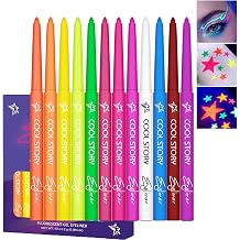 | Longlasting & Play Eyeliner Set | Glowing in Dark UV Neon Light | Waterproof Smooth No-Tug Formula | for Concert, Party, Halloween, Christmas | Eyeliner Pencil 12PCS, Fluorescence