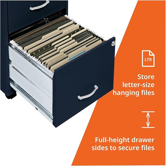Lorell LYS SOHO File/File Mobile File Cabinet, Navy