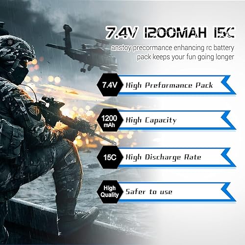 Miniatura 3 de Anstoy Batería de iones de litio de 7.4 V, 1200 mAh, recargable, SM-4P, cargauso de integración con cable de cargador USB, accesorios de gel para