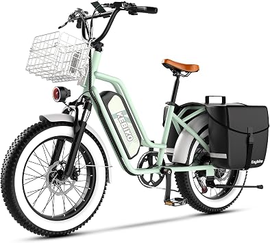EUYBIKE Electric Bike for Adults, 20"x 4" Fat Tire Cargo Ebike with Seat, 1450W Peak 2 Seater Commute Bike with 48V 20AH Removable 960WH Battery, 80 Miles Max Range 7-Speed Step-Thru Electric Bicycle