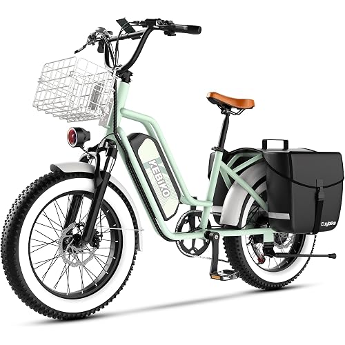 EUYBIKE Electric Bike for Adults, 20"x 4" Fat Tire Cargo Ebike with Seat, 1450W Peak 2 Seater Commute Bike with 48V 20AH Removable 960WH Battery, 80 Miles Max Range 7-Speed Step-Thru Electric Bicycle